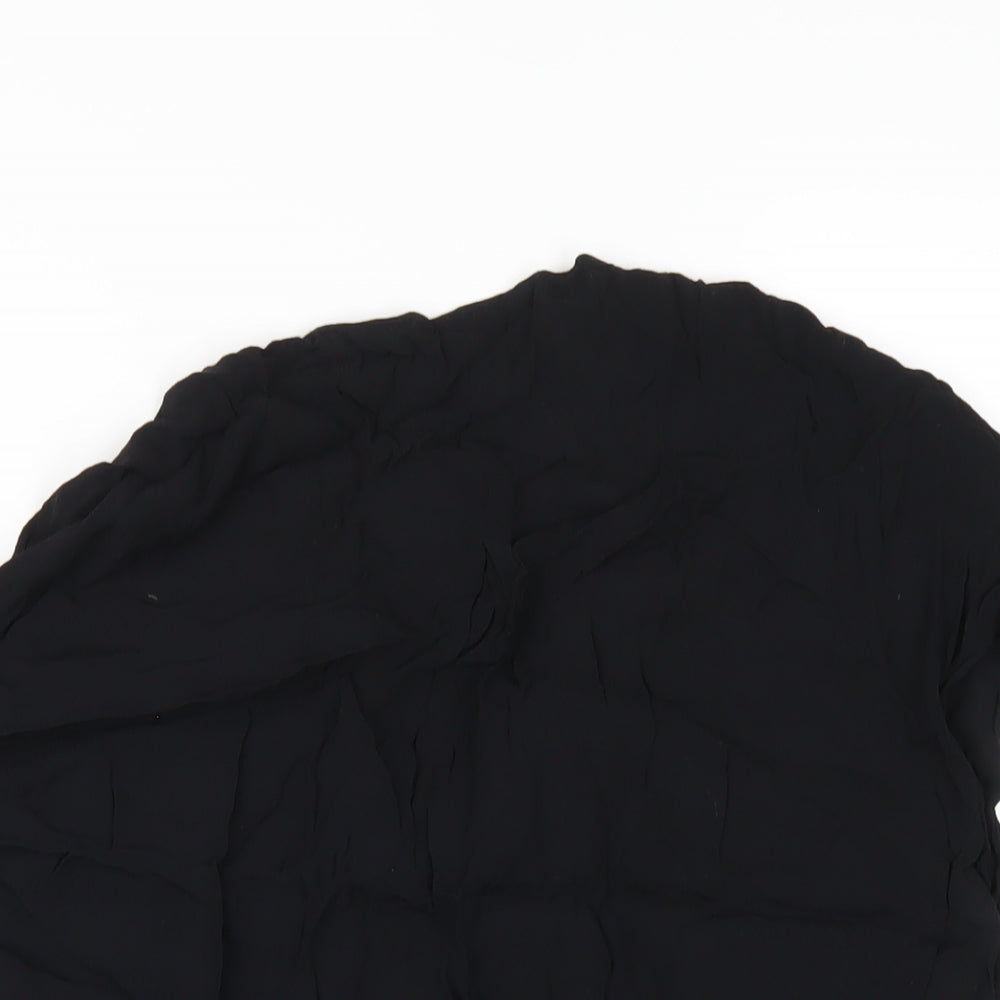 NEXT Womens Black Polyester Basic Blouse Size 12 V-Neck - Lace Trim