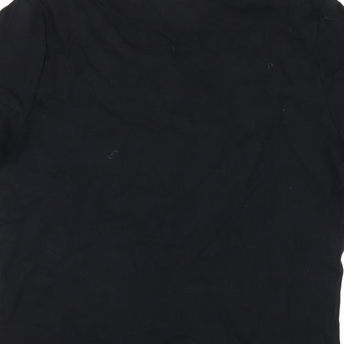 Marks and Spencer Womens Black Cotton Basic T-Shirt Size 14 Round Neck