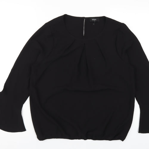 Klass Womens Black Polyester Basic T-Shirt Size 10 Boat Neck