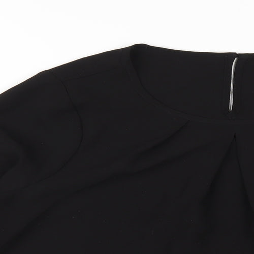 Klass Womens Black Polyester Basic T-Shirt Size 10 Boat Neck