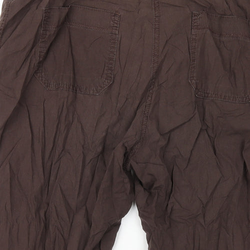 Woolworths Womens Brown Cotton Capri Trousers Size 14 L20 in Regular Zip