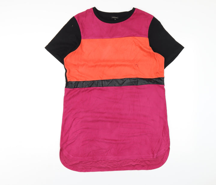 River Island Womens Multicoloured Polyamide T-Shirt Dress Size 10 Round Neck Pullover