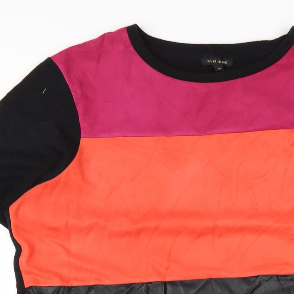 River Island Womens Multicoloured Polyamide T-Shirt Dress Size 10 Round Neck Pullover