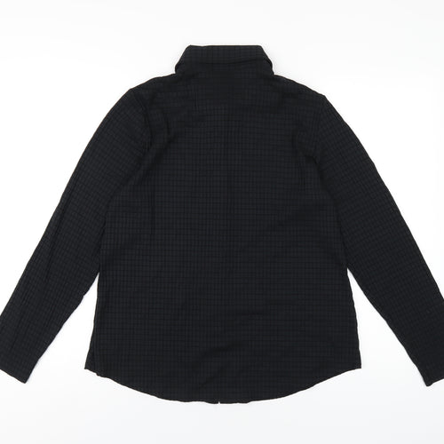 Marks and Spencer Womens Black Nylon Basic Button-Up Size 16 Collared