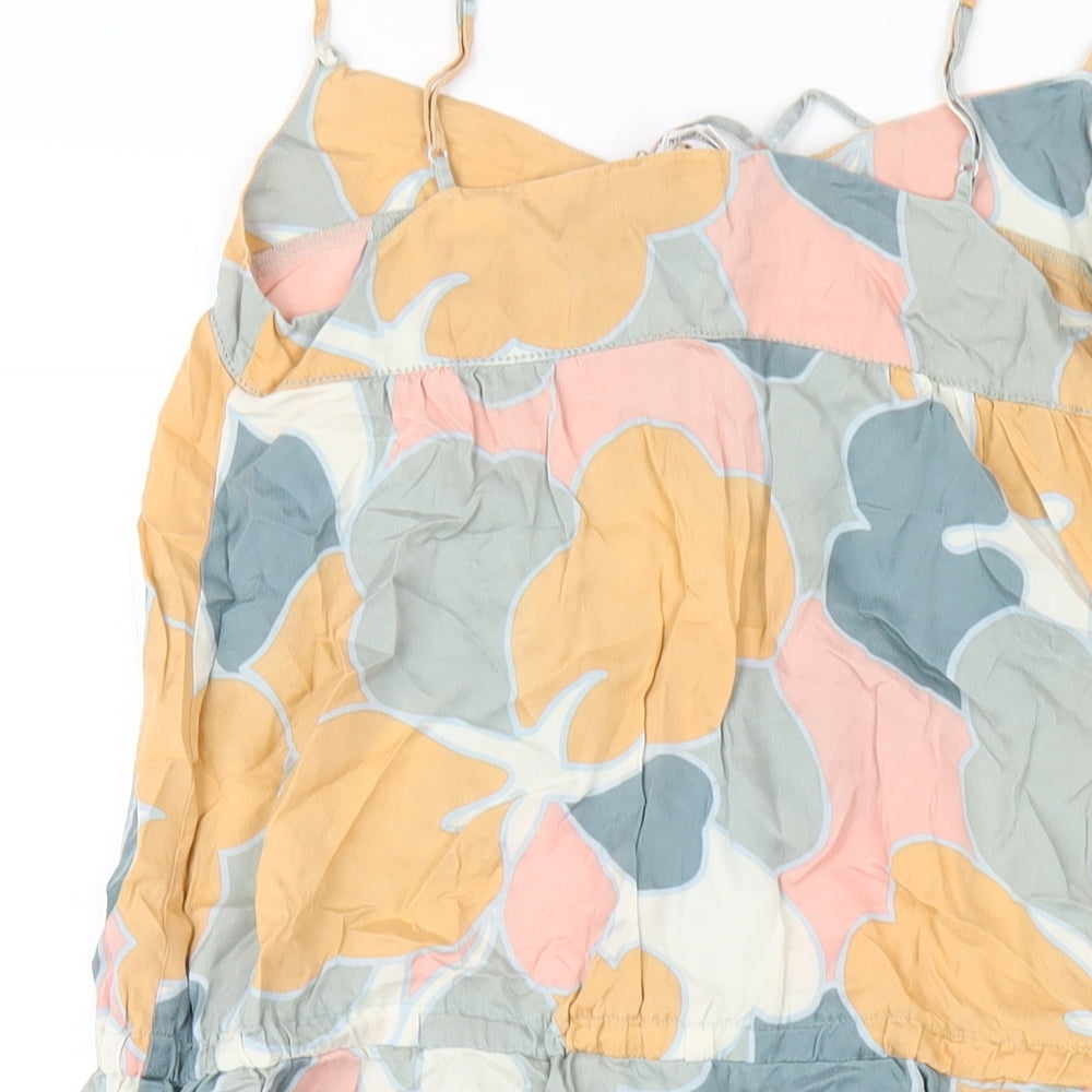 Marks and Spencer Womens Multicoloured Geometric Silk A-Line Size 8 Round Neck Pullover