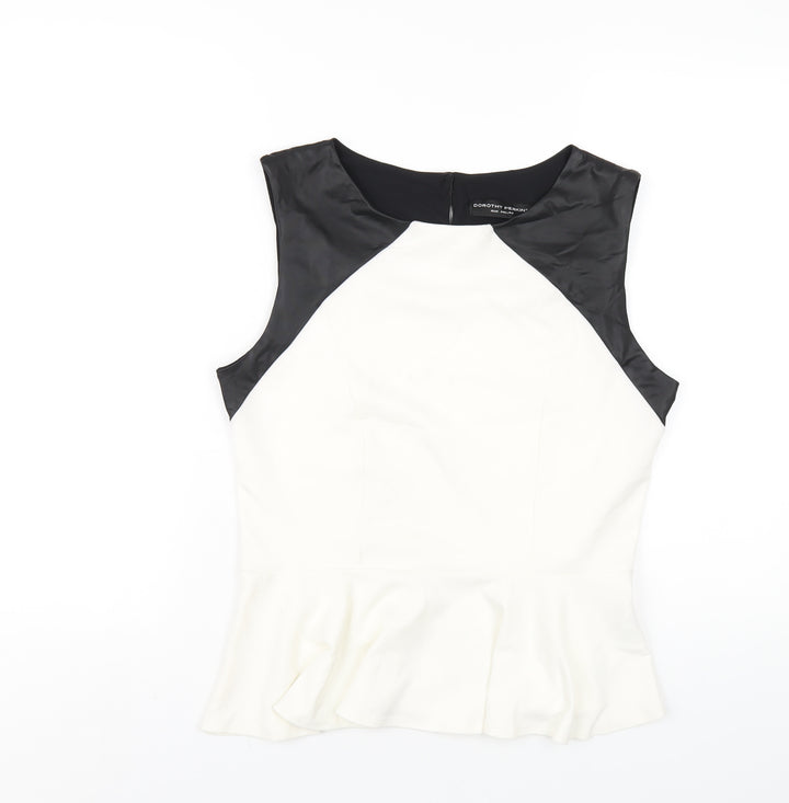 Dorothy Perkins Womens White Polyester Basic T-Shirt Size 16 Round Neck