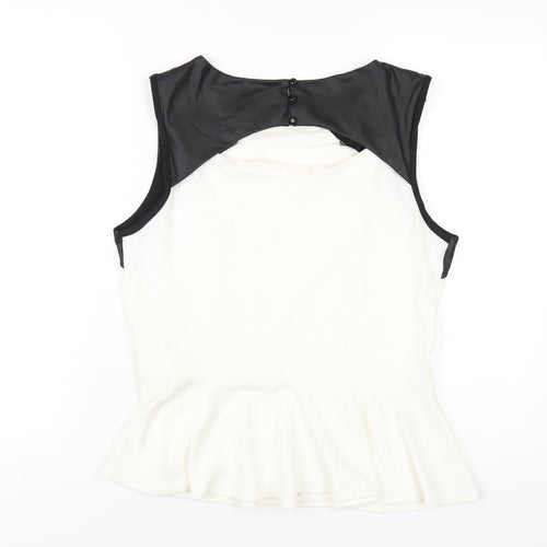 Dorothy Perkins Womens White Polyester Basic T-Shirt Size 16 Round Neck