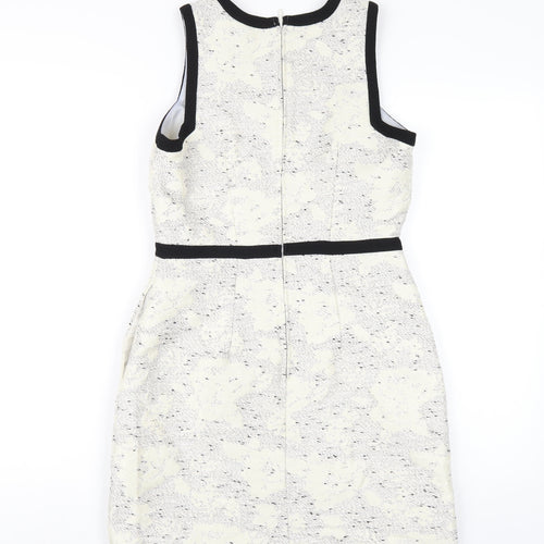 H&M Womens White Polyester A-Line Size 8 Round Neck Zip