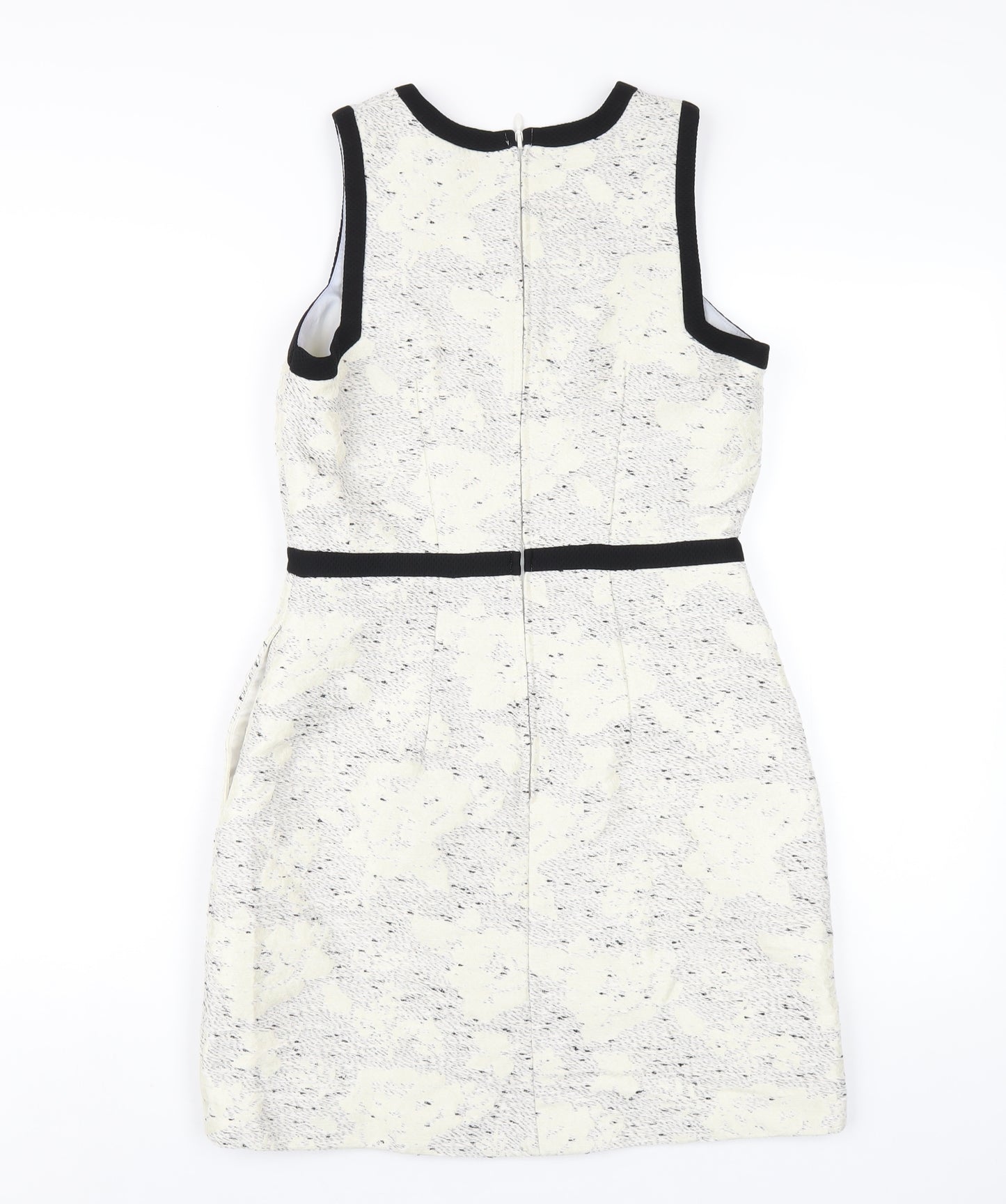 H&M Womens White Polyester A-Line Size 8 Round Neck Zip
