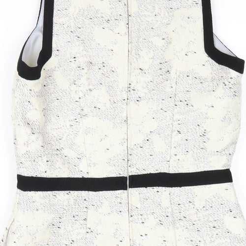 H&M Womens White Polyester A-Line Size 8 Round Neck Zip