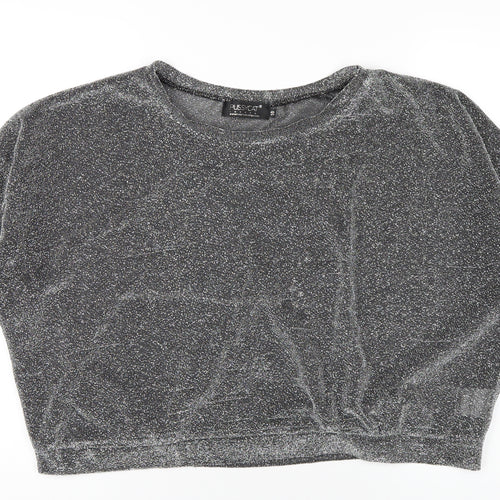 Pussycat London Womens Silver Polyester Basic T-Shirt Size 10 Round Neck