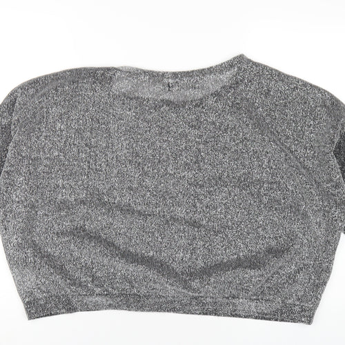Pussycat London Womens Silver Polyester Basic T-Shirt Size 10 Round Neck
