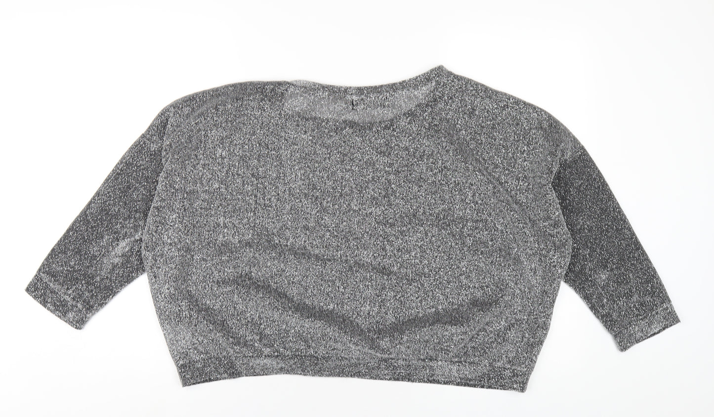 Pussycat London Womens Silver Polyester Basic T-Shirt Size 10 Round Neck