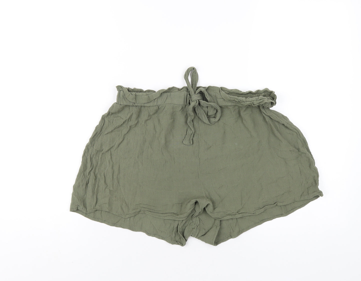 H&M Womens Green Viscose Basic Shorts Size 12 Regular Pull On