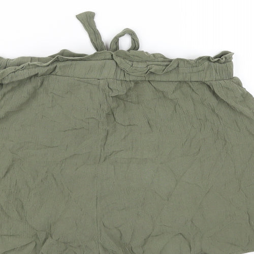 H&M Womens Green Viscose Basic Shorts Size 12 Regular Pull On