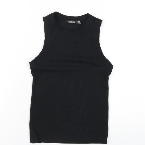 Boohoo Womens Black Polyester Basic Tank Size 12 Round Neck