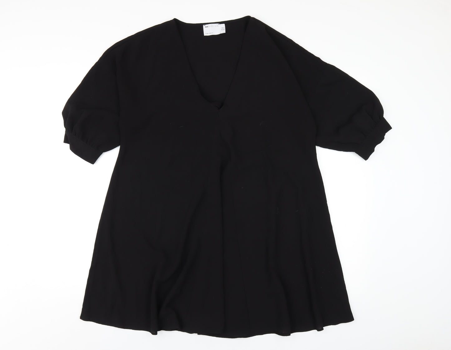 ASOS Womens Black Polyester A-Line Size 6 V-Neck Pullover