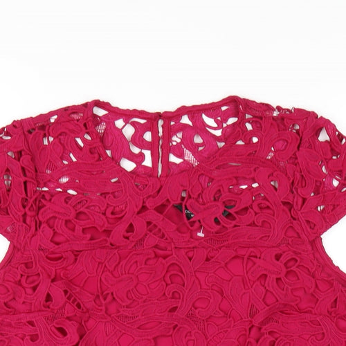 Dorothy Perkins Womens Pink Polyester Basic T-Shirt Size 14 Round Neck