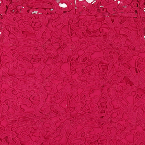 Dorothy Perkins Womens Pink Polyester Basic T-Shirt Size 14 Round Neck