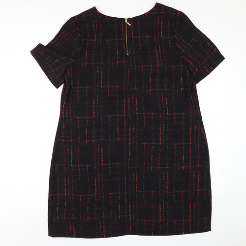Fenn Wright Manson Womens Black Geometric Polyester A-Line Size 18 Round Neck Zip