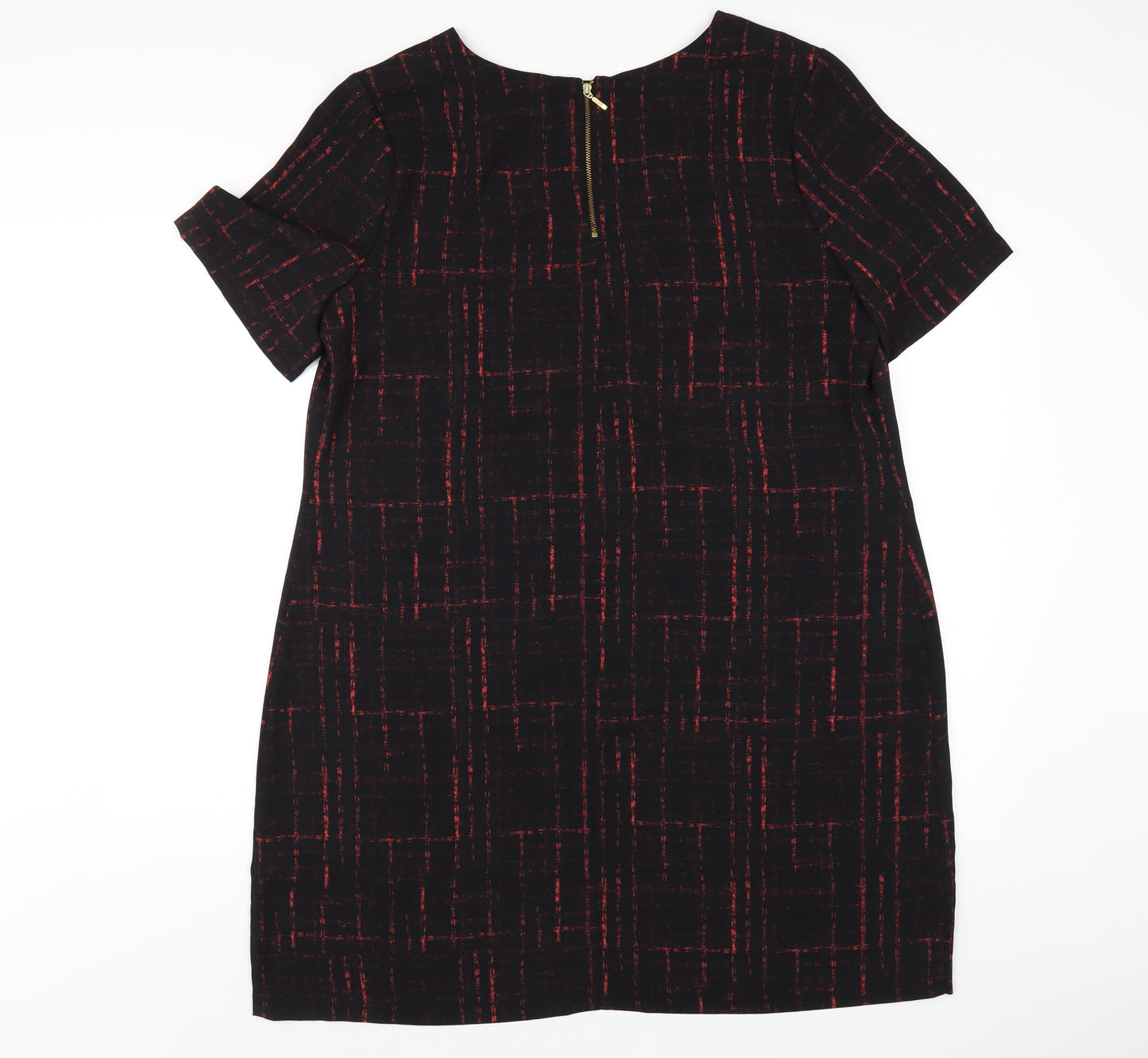 Fenn Wright Manson Womens Black Geometric Polyester A-Line Size 18 Round Neck Zip