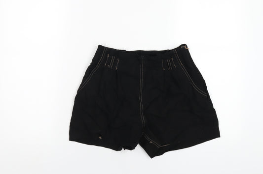 Miss Selfridge Womens Black Vinyl Basic Shorts Size 8 Regular Zip