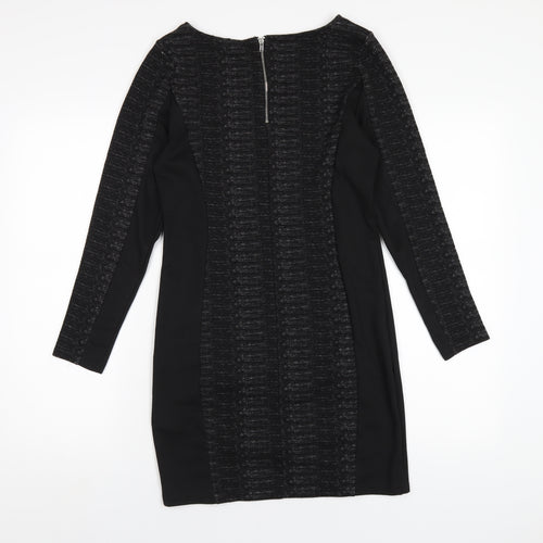 H&M Womens Black Polyester Bodycon Size 14 Round Neck Zip