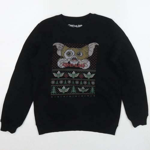 Gremlins Boys Black Cotton Pullover Sweatshirt Size 9-10 Years Pullover - Logo