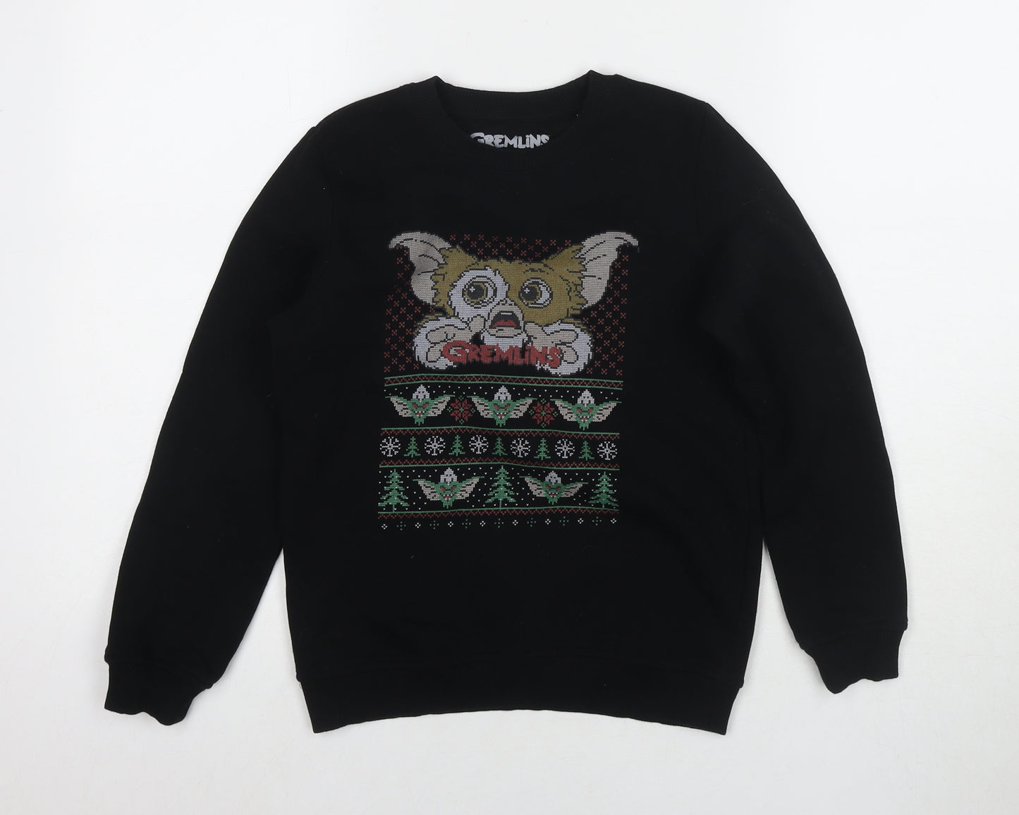 Gremlins Boys Black Cotton Pullover Sweatshirt Size 9-10 Years Pullover - Logo