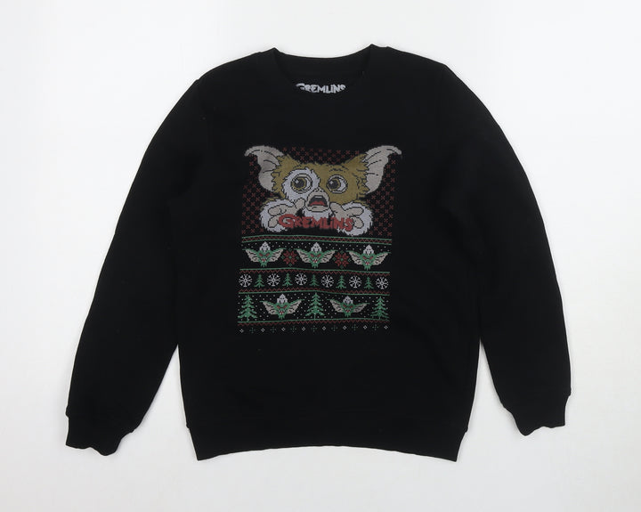 Gremlins Boys Black Cotton Pullover Sweatshirt Size 9-10 Years Pullover - Logo