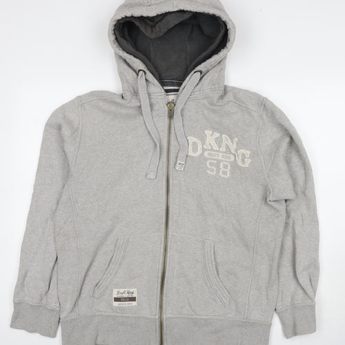 Drift King Mens Grey Cotton Full Zip Hoodie Size L - Logo