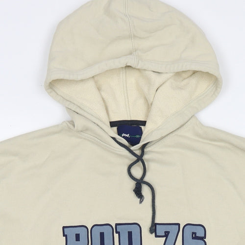 Pod Mens Beige Cotton Pullover Hoodie Size S - Logo
