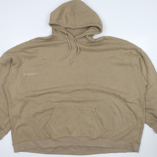 PRETTYLITTLETHING Womens Brown Cotton Pullover Hoodie Size 3XL Pullover - Logo