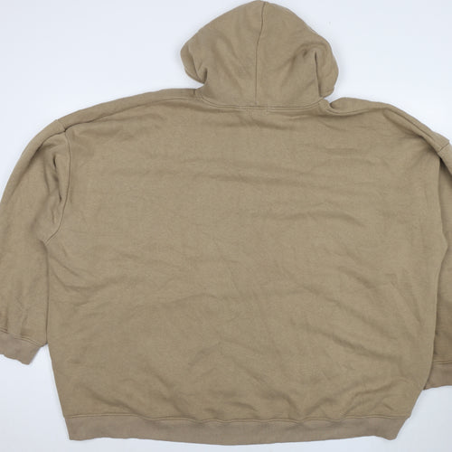 PRETTYLITTLETHING Womens Brown Cotton Pullover Hoodie Size 3XL Pullover - Logo
