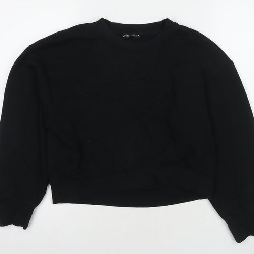 Zara Womens Black Cotton Pullover Sweatshirt Size S Pullover