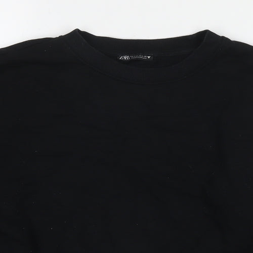 Zara Womens Black Cotton Pullover Sweatshirt Size S Pullover