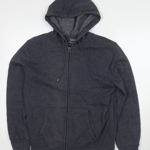 Easy Mens Blue Cotton Full Zip Hoodie Size M