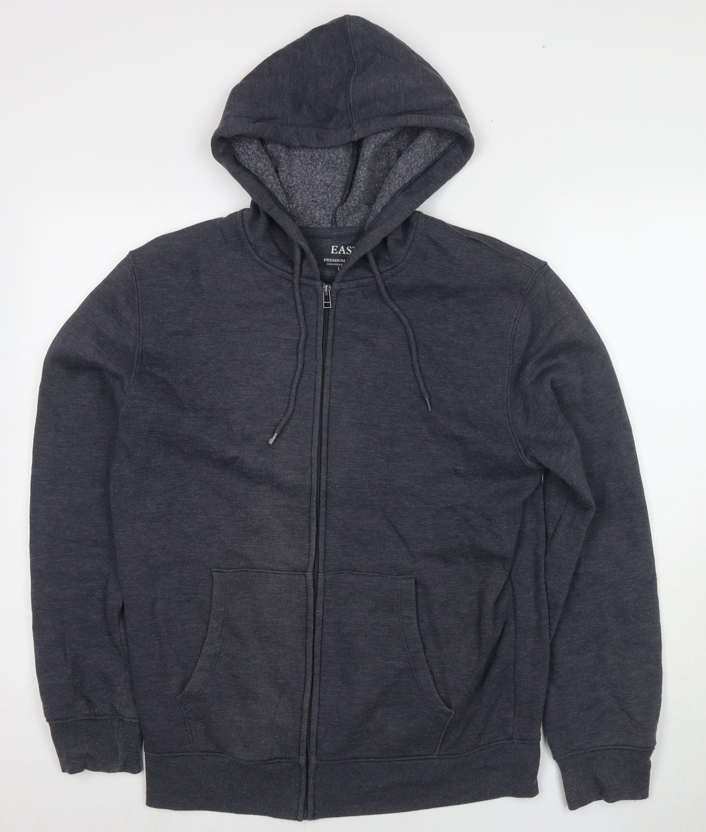 Easy Mens Blue Cotton Full Zip Hoodie Size M