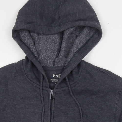 Easy Mens Blue Cotton Full Zip Hoodie Size M