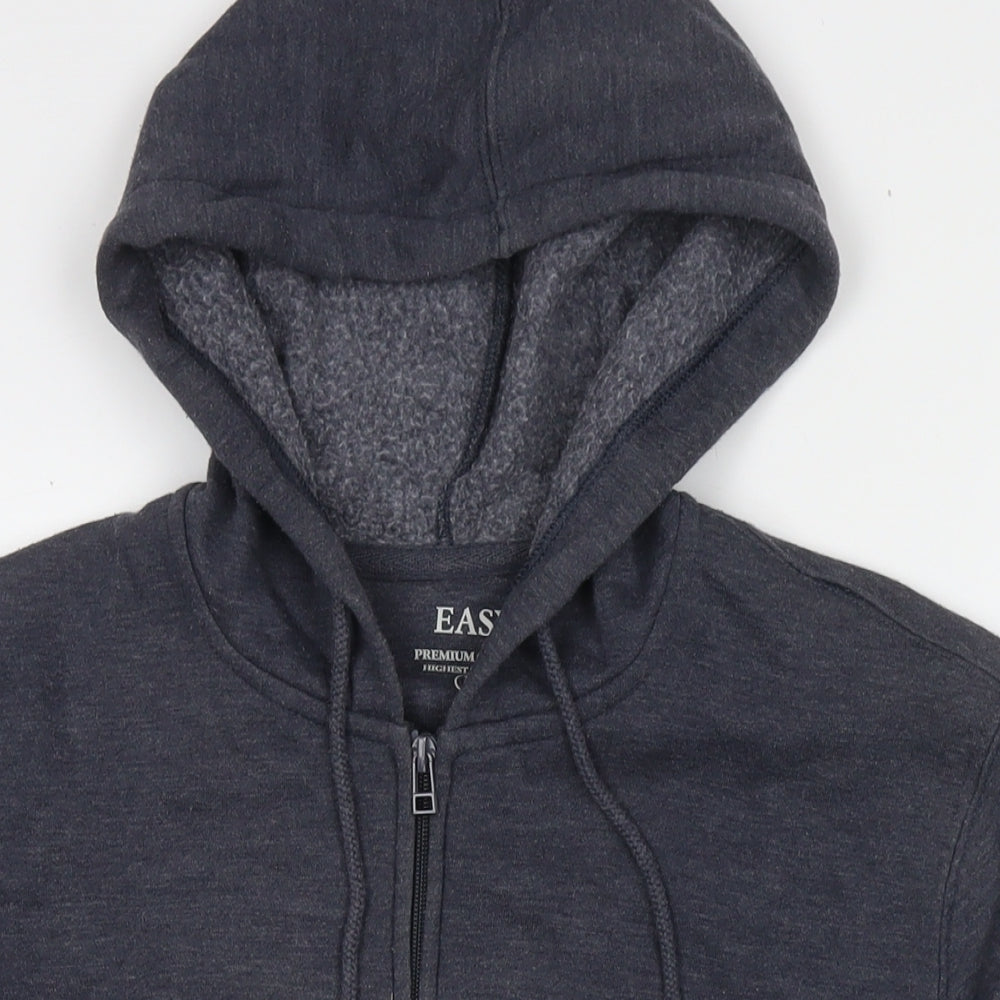 Easy Mens Blue Cotton Full Zip Hoodie Size M