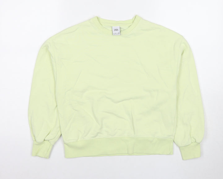 Zara Girls Green Cotton Pullover Sweatshirt Size 11-12 Years Pullover