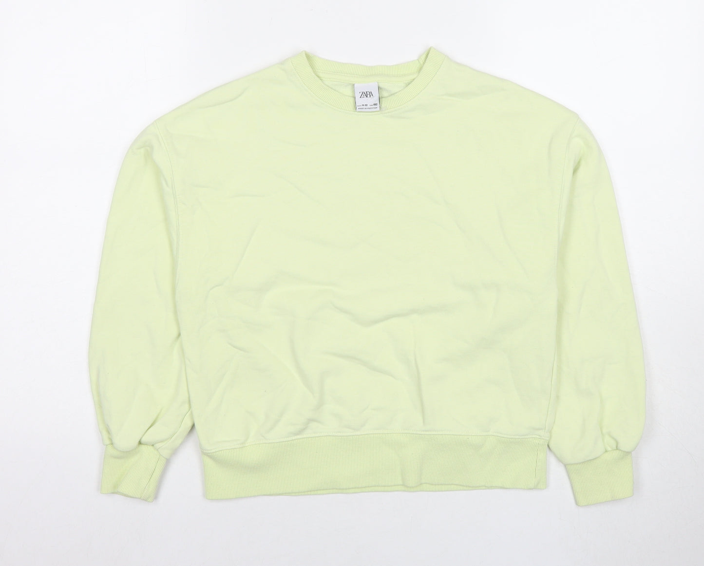 Zara Girls Green Cotton Pullover Sweatshirt Size 11-12 Years Pullover