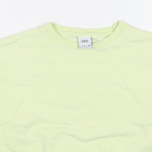 Zara Girls Green Cotton Pullover Sweatshirt Size 11-12 Years Pullover