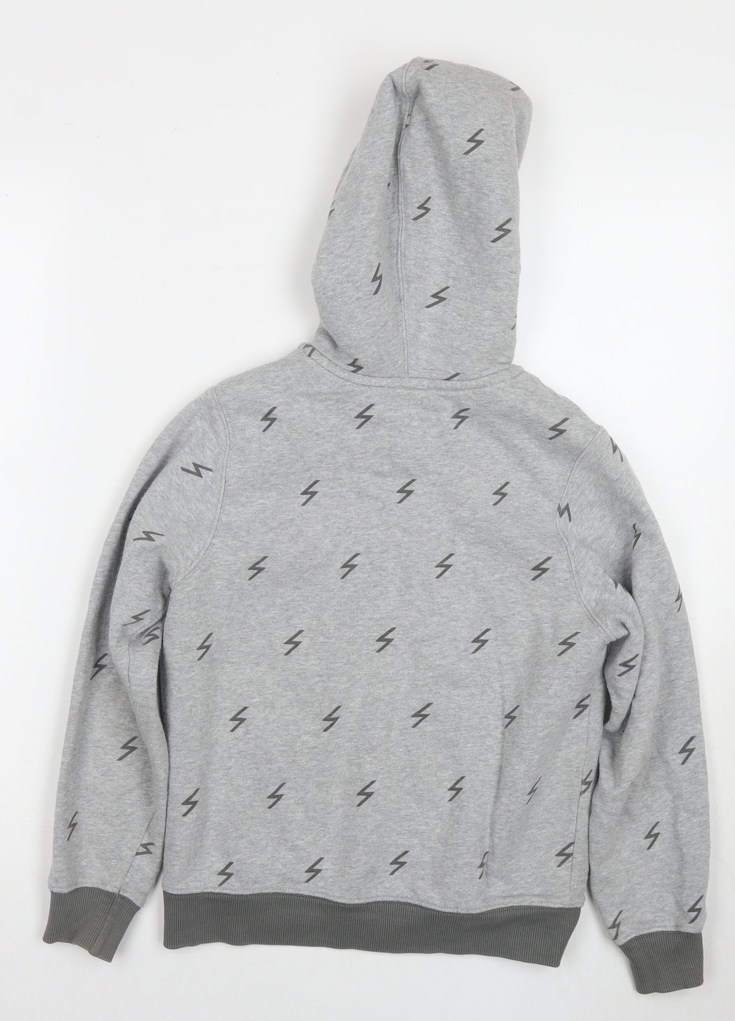 Hanna Andersson Boys Grey Geometric Cotton Full Zip Hoodie Size 8-9 Years Zip - Flash