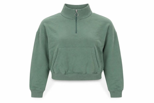 Front view of PRETTYLITTLETHING women’s green cotton pullover sweatshirt, size XL, pullover