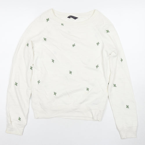 Marks and Spencer Womens White Geometric Cotton Pullover Sweatshirt Size 6 Pullover
