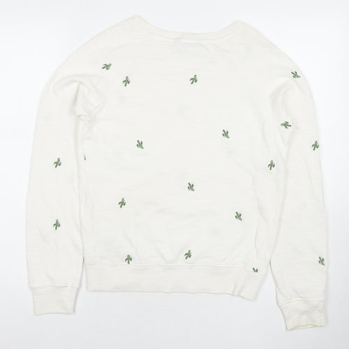 Marks and Spencer Womens White Geometric Cotton Pullover Sweatshirt Size 6 Pullover