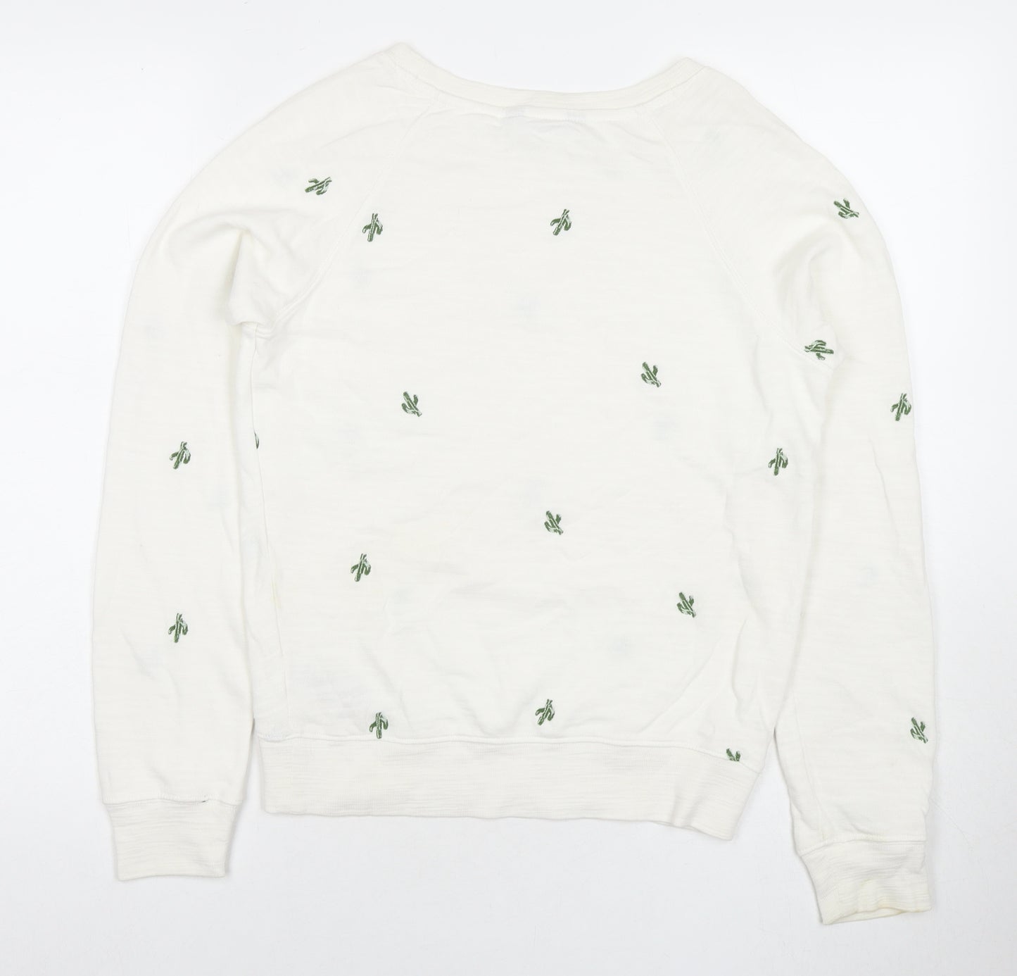 Marks and Spencer Womens White Geometric Cotton Pullover Sweatshirt Size 6 Pullover