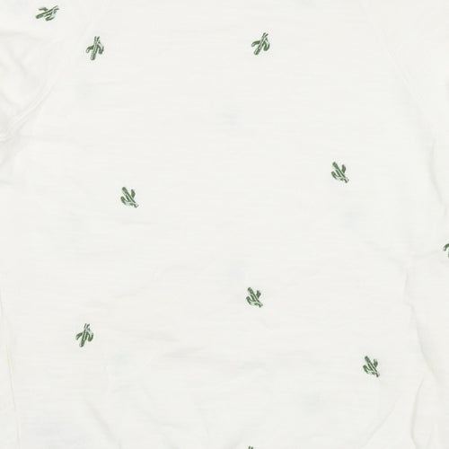 Marks and Spencer Womens White Geometric Cotton Pullover Sweatshirt Size 6 Pullover
