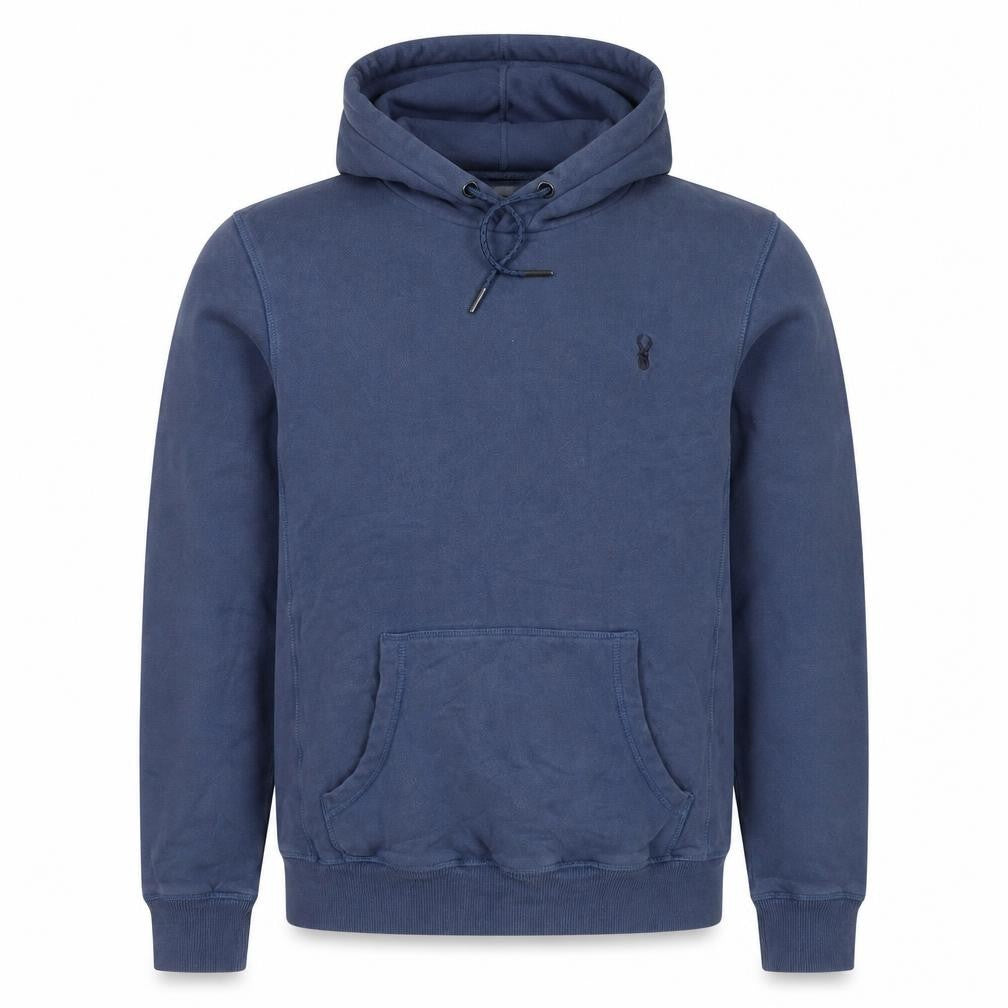 Front view of Next men’s blue cotton pullover hoodie, size S